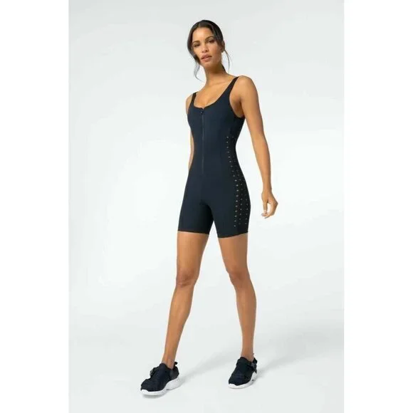 Free People Gigi C Maxine Black Romper One Piece Zip Front Bodysuit Size S New - Picture 2 of 8